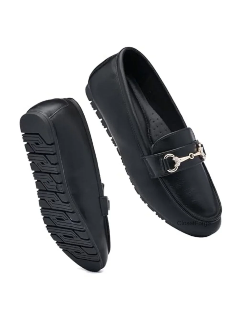 Women's Wide Loafers Casual Slip on Flats Comfort PU Leather Dressy Shoes